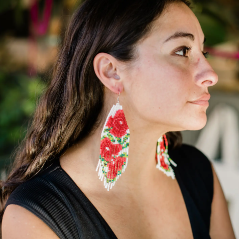 White Rose Earring