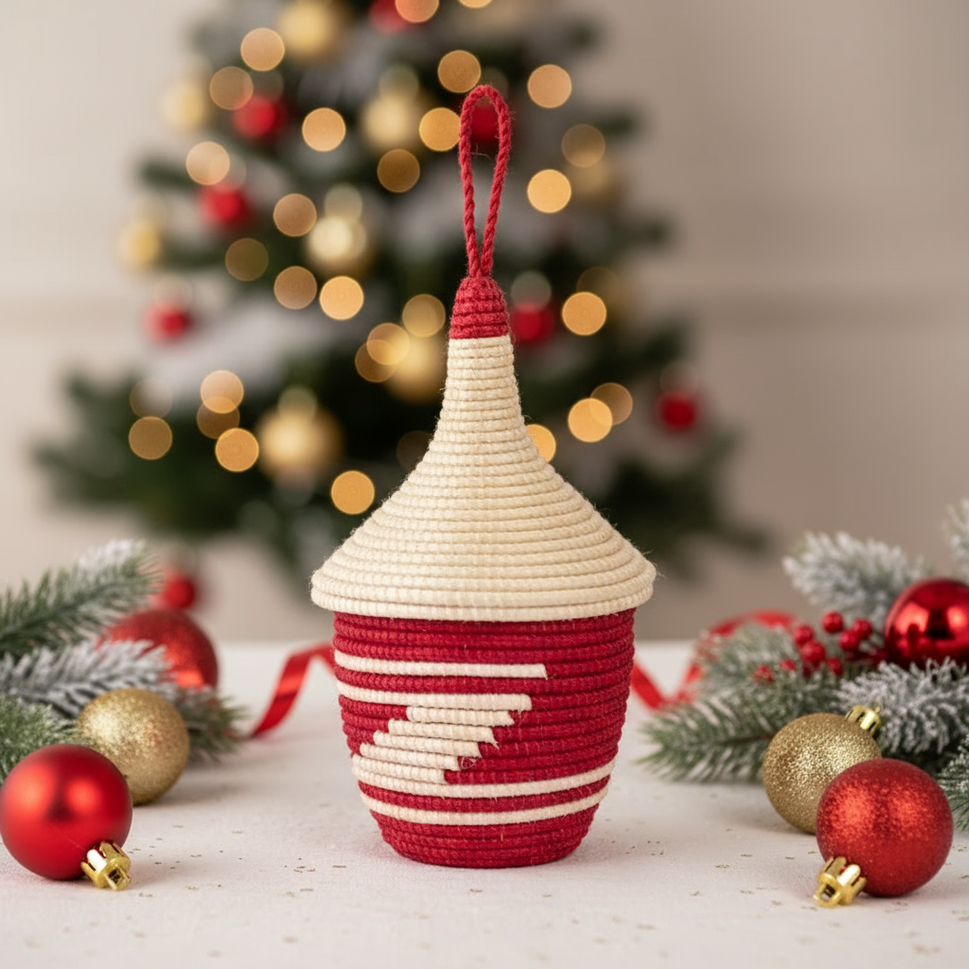 Miniature Basket Ornament tall Red