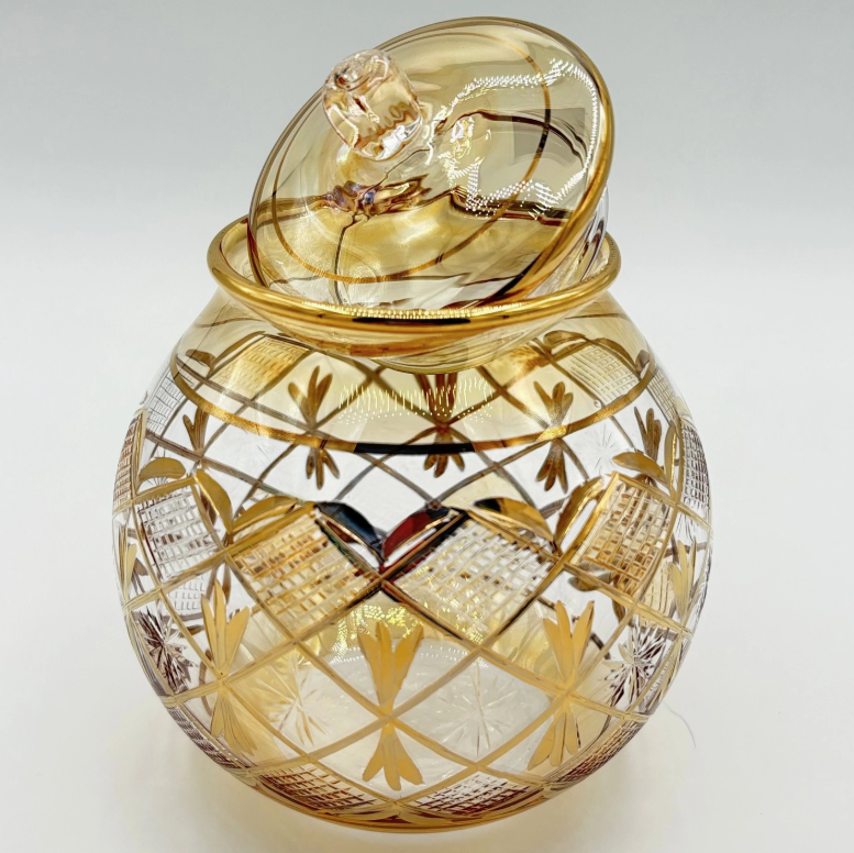 Blown Glass Jar - Starburst Yellow