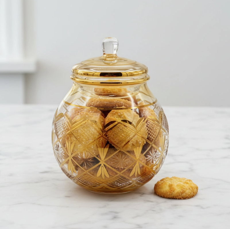 Blown Glass Jar - Starburst Yellow