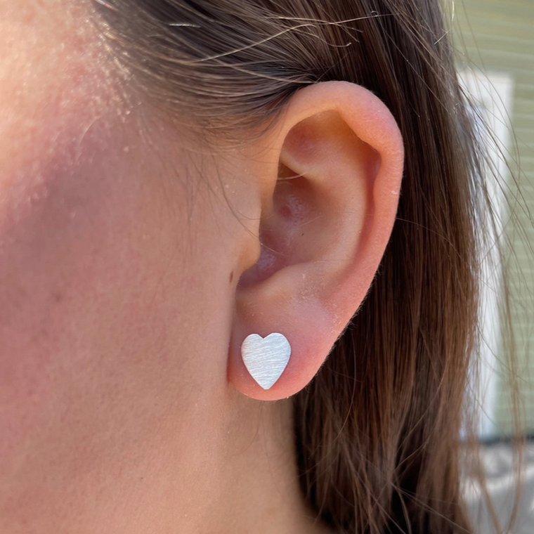 Full Heart Sterling Silver Post Earrings