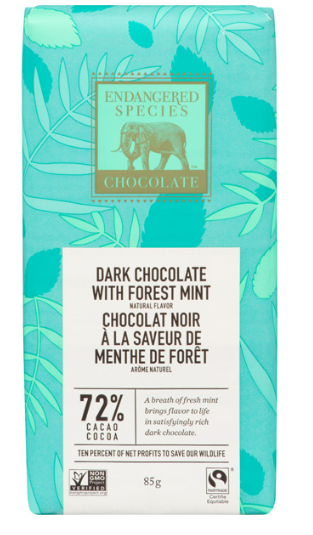 ES Dark Chocolate w/Forest Mint, 72% Cacao Bar