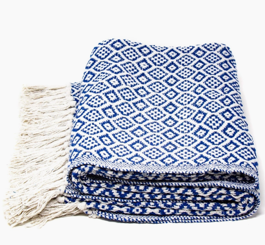 Recycled Cotton Throw w Tassels 50"x60"